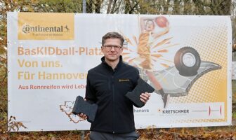 Continental builds basketball court from recycled Extreme E tires