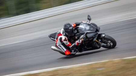 Motorcycle on track fitted with Bridgestone Battlax Racing Street RS12 tires