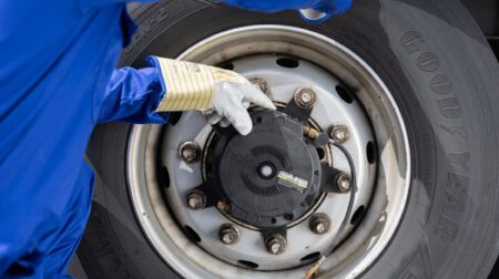 Goodyear’s TaaS on a fleet vehicle tire.