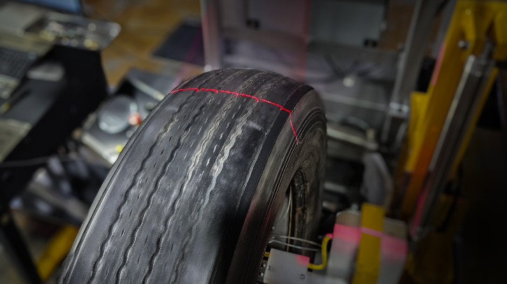 Interview: Michelin Retread Technologies’ Scott Vanchoff on the development and application of the tread depth assessment tool TreadEye A red line shines across a tire being tested by Michelin's TreadEye solution