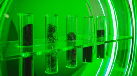 Samples of recovered materials from the pyrolysis process. Step by step, valuable raw materials — such as recovered carbon black (rCB) — are extracted from end-of-life tires and processed for use in new products.