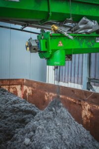 Processing end-of-life tire material in a pyrolysis facility. The recovered solid carbon forms the basis for recovered carbon black (rCB) — a key element of the circular tire economy.