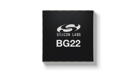 Promo pic of the Silicon Labs ultra-low-power BG22 Bluetooth LE SoC on a white background.