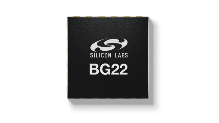 Promo pic of the Silicon Labs ultra-low-power BG22 Bluetooth LE SoC on a white background.