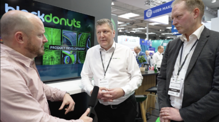 Screenshot from a video of Black Donuts staff demonstrating various technologies at Tire Technology Expo 2026.