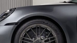 The Pirelli P Zero R fitted to a dark grey Porsche 911 Turbo S.