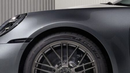 The Pirelli P Zero R fitted to a dark grey Porsche 911 Turbo S.