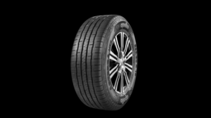 The Apterra HT5 by Apollo Tyres shown in profile against a black background.