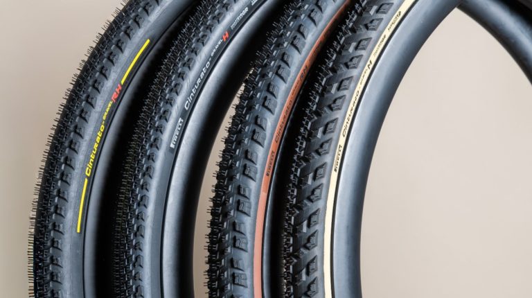 Cinturato Gravel RH and RM added to Pirelli’s gravel tire range Close up four tires in the new Pirelli HP Gravel Line.