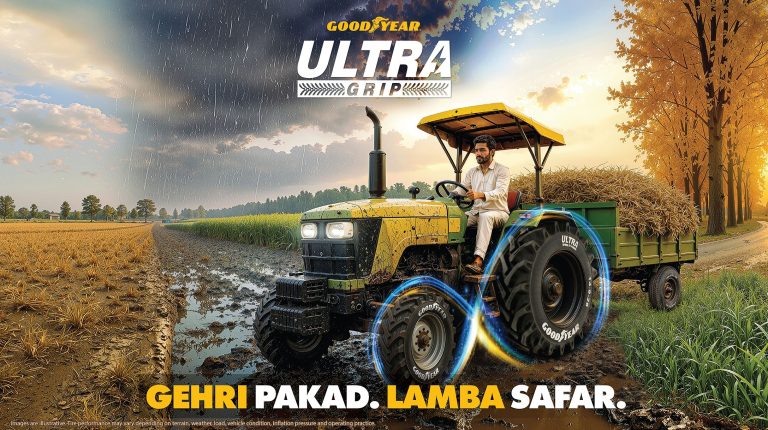 Goodyear launches Ultra Grip tractor tire for Indian farming.